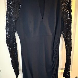 Elegant Black Sequin Sleeve Dress